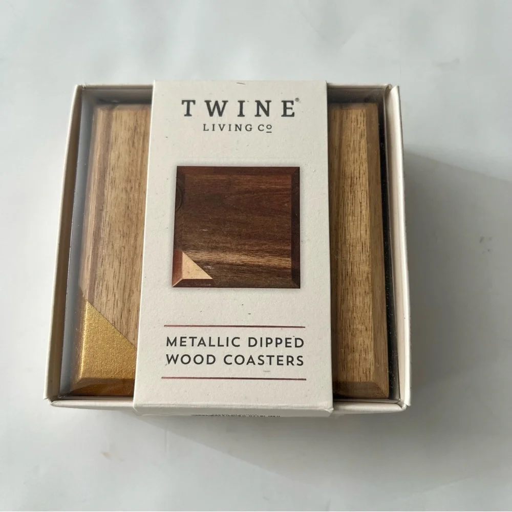 New Old Kentucky Home Metallic Dipped Coaster Set by Twine 4 Pack Wood Copper